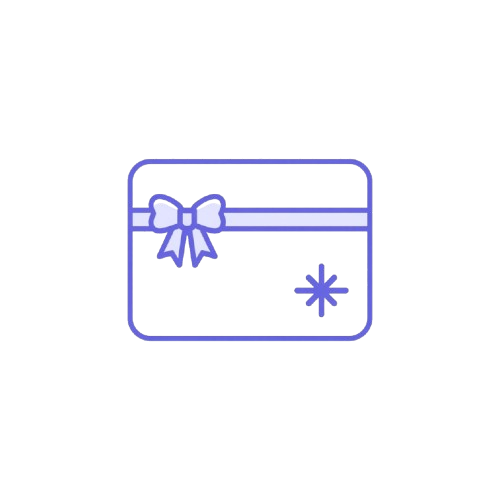 Gift card icon with a bow on a white background
